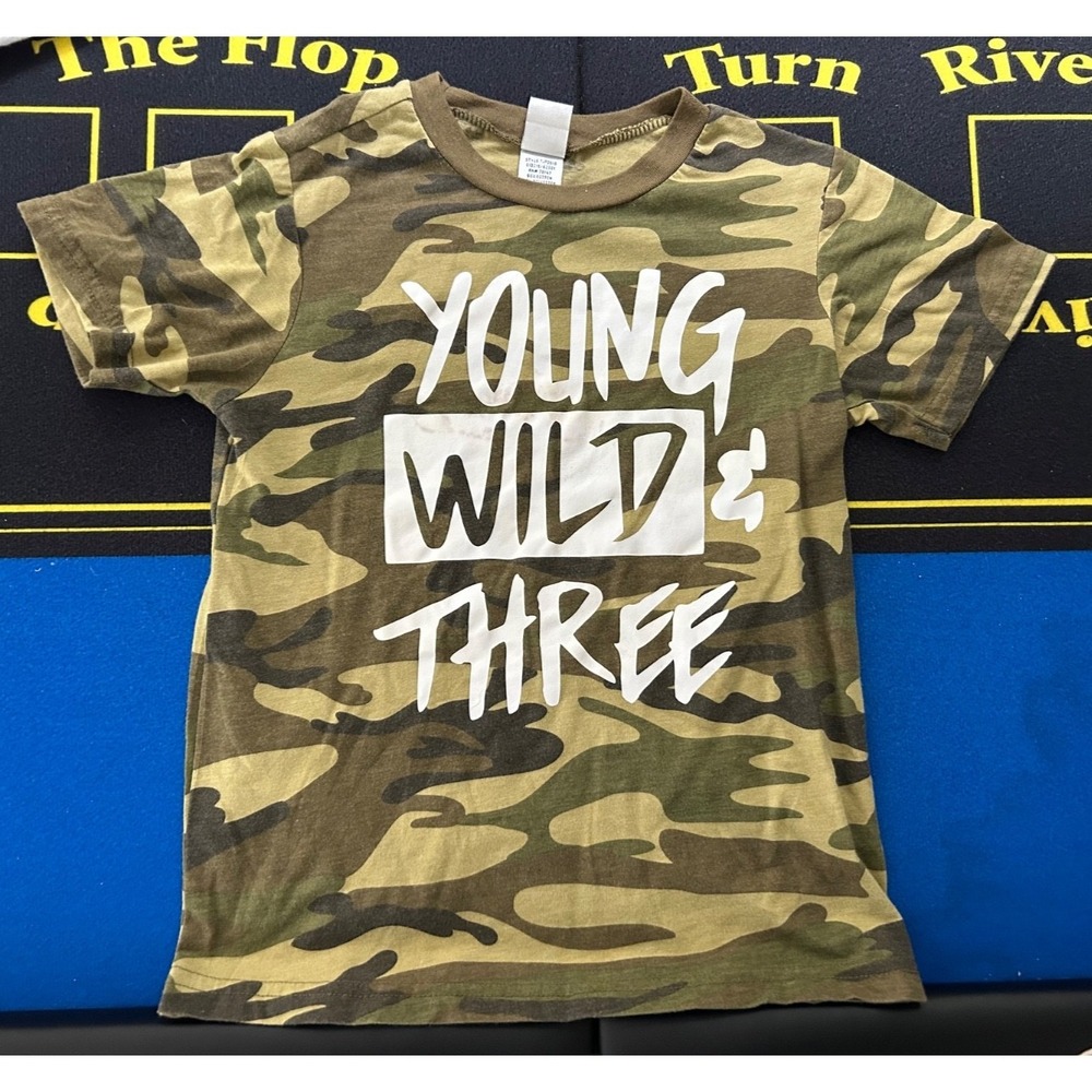 Kavio! Camouflage Young Wild Three T Shirt Camo size 5T EUC
